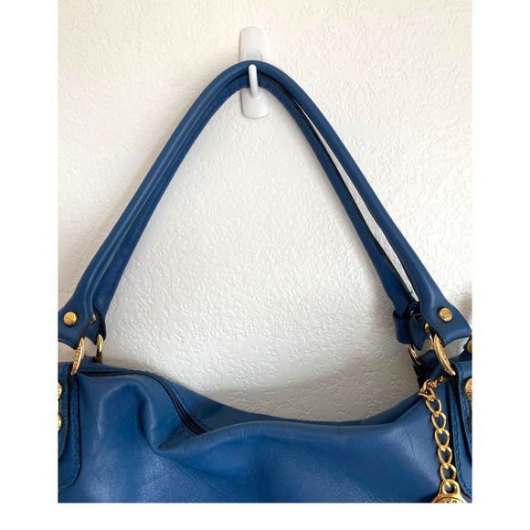 Marino Orlandi Blue Tote Bag with Gold Accents - Picture 8 of 16